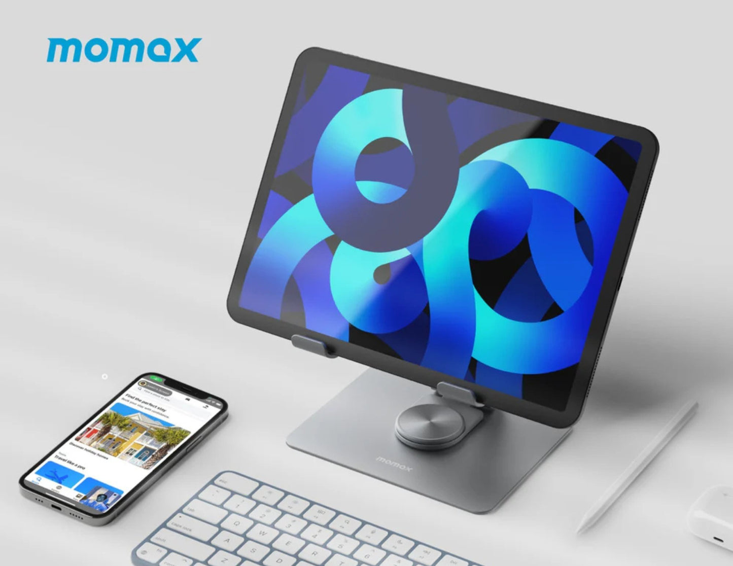 Momax Fold Stand Rotating Tablet Stand KH8E Grey