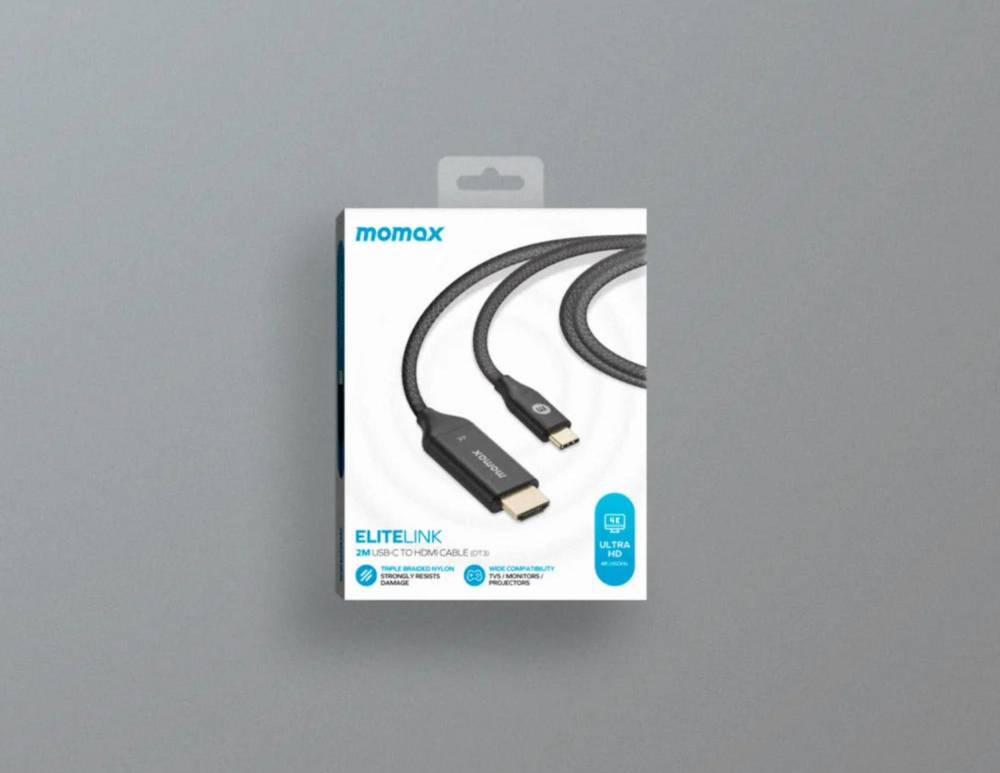 Momax EliteLink , USB-C to HDMI Braided Cable (2m) - THABTHABA STORE