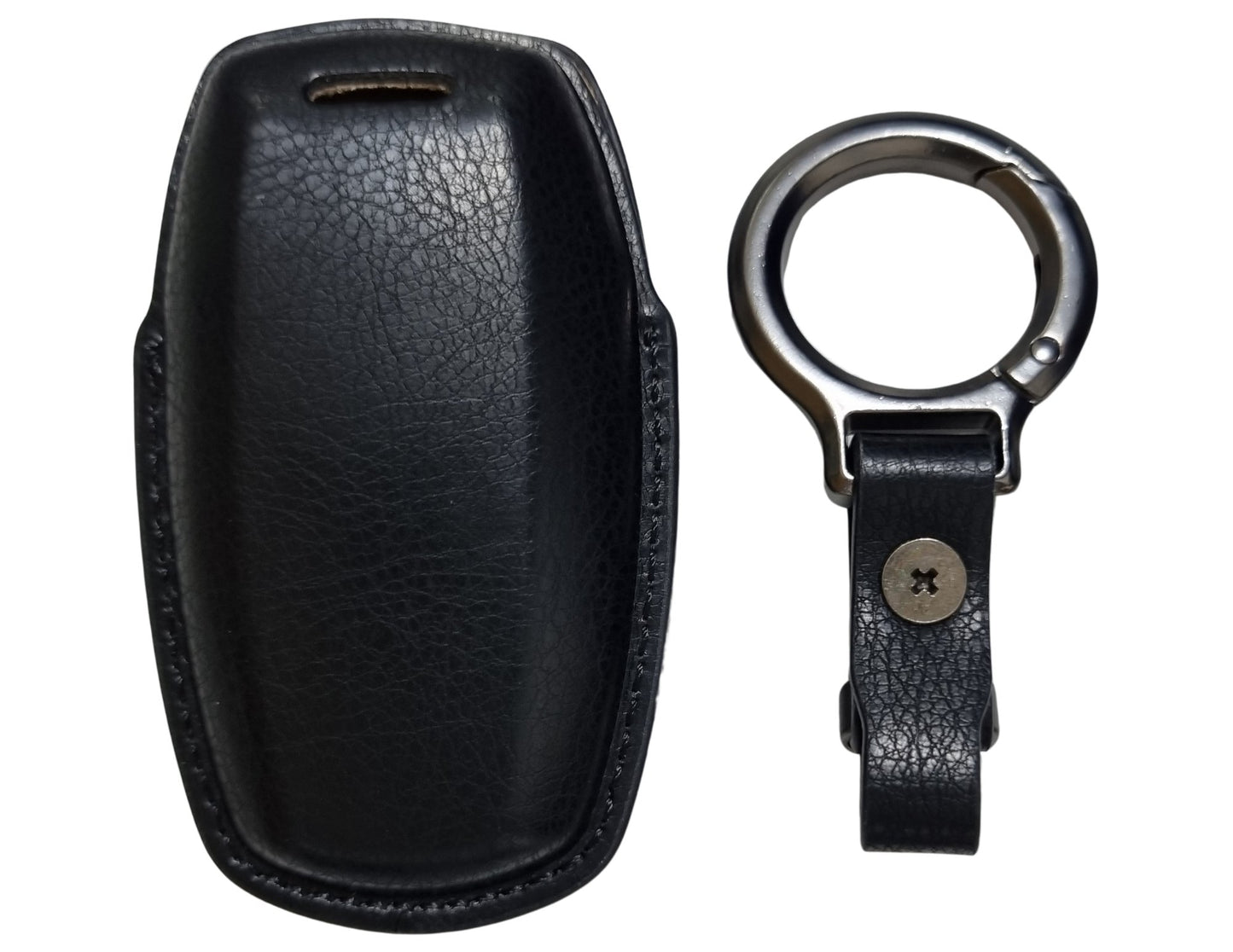 Black Car Key Cover for Haval H9 – Alcantara or Leather with keychain on a white background