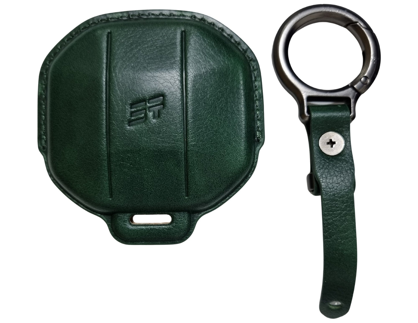 Green Jetour Hybrid Car Key Cover – Alcantara / Leather Finish keyring on a white background