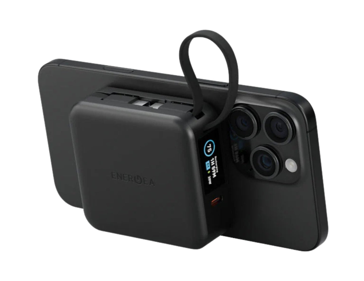 ENERGEA MagPac Mini Plus 10,000mAh PD20W 4-in-1 Qi Magnetic Power Bank MP-MINIPLUS-BLK on a white background
