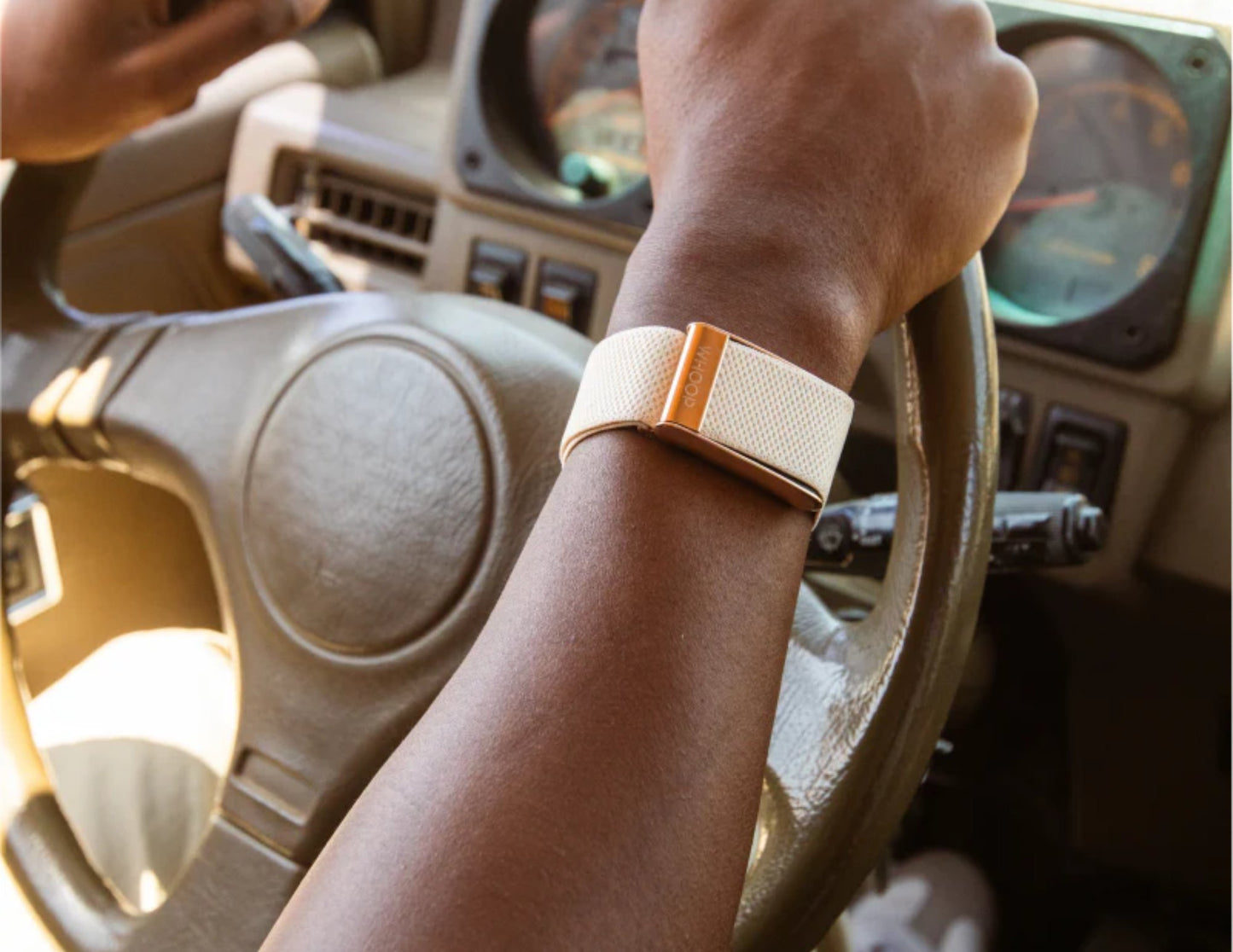 WHOOP SuperKnit Luxe Bands – Onyx with Gold & Sand Dune