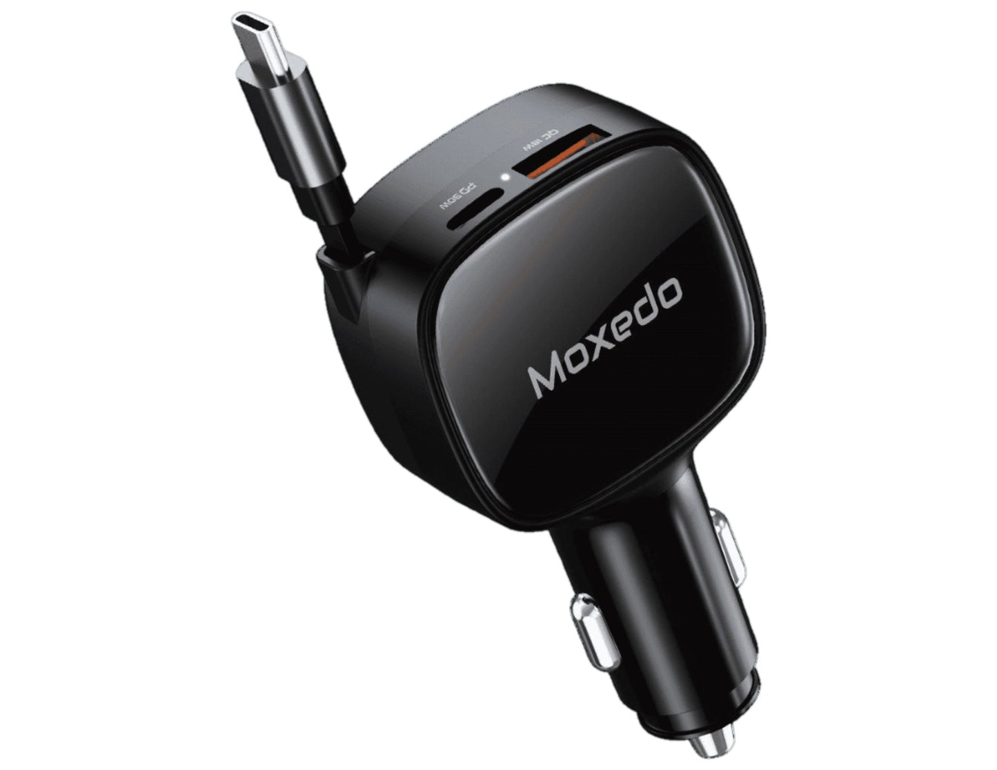 Moxedo Ultra Fast Car Charger MX-CC031 – 84W Dual Port with Built-in USB-C Retractable Cable