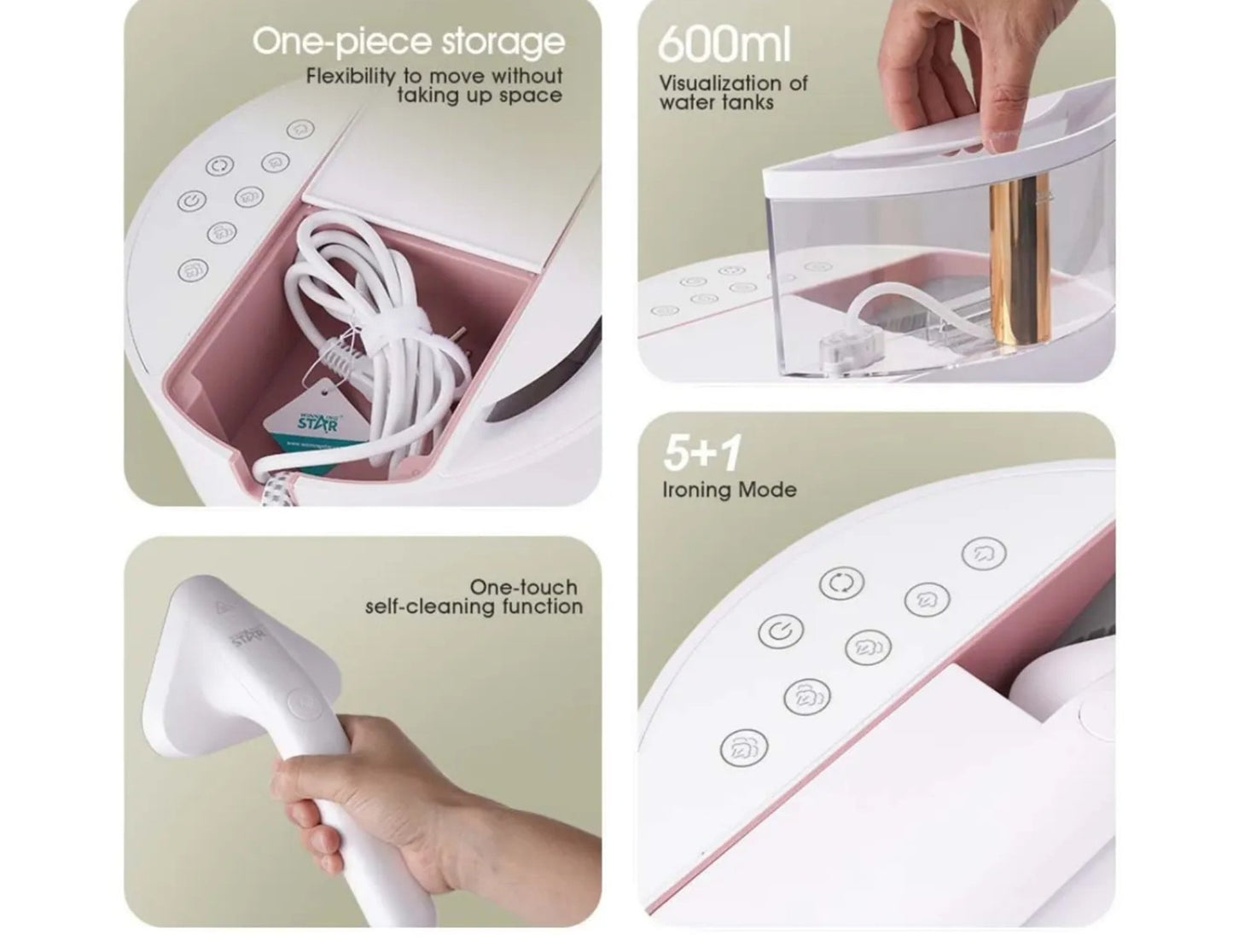 Winning Star 2-in-1 Garment Steamer 2280W with 600ml Tank – ST-6108