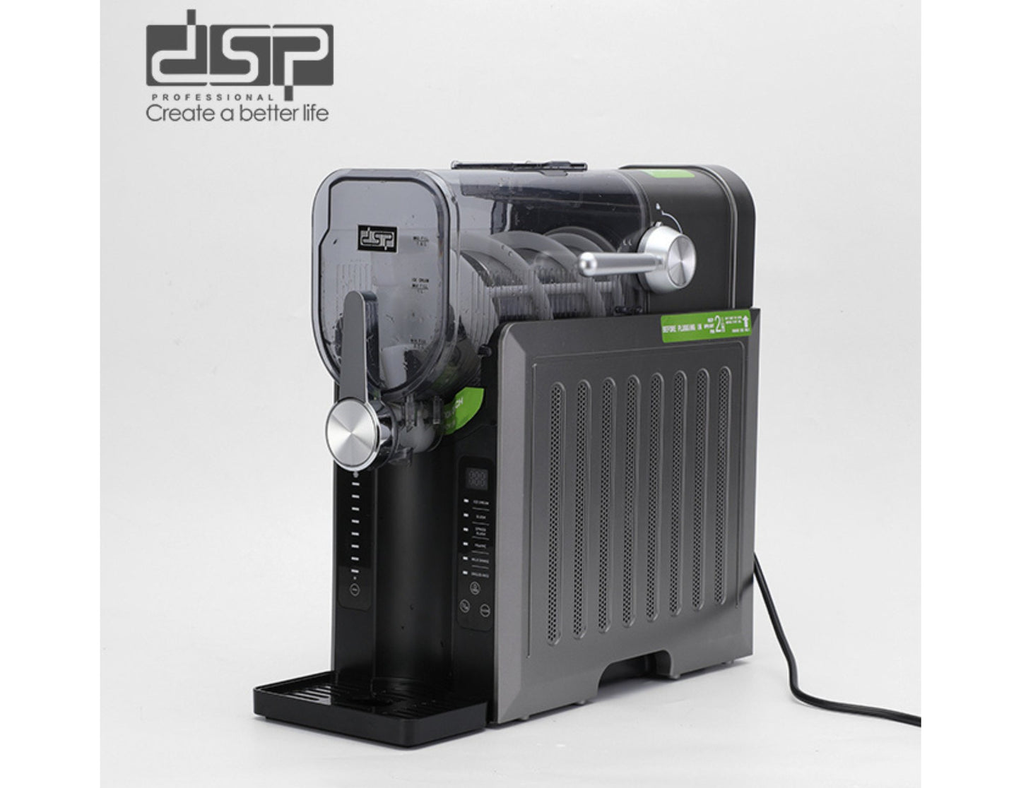Black DSP Slushie & Frozen Drink Maker – KJ3085 with visible DSP logo on a white background