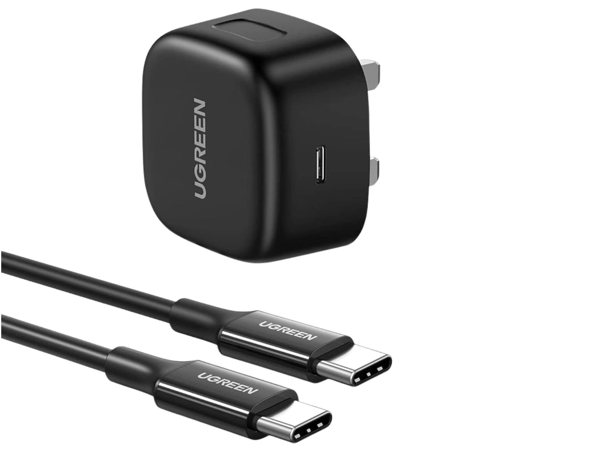 UGREEN 25W Type-C PD UK Fast Charger + 2m Cable – CD250 on a white background