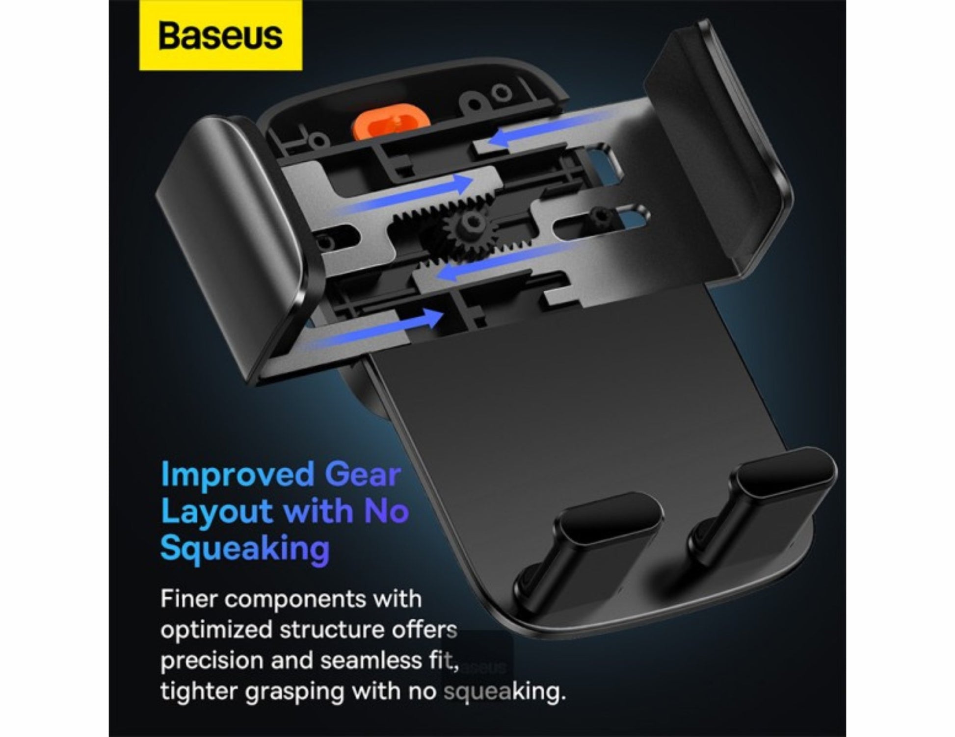 Baseus car phone holder with detailed design on a dark background