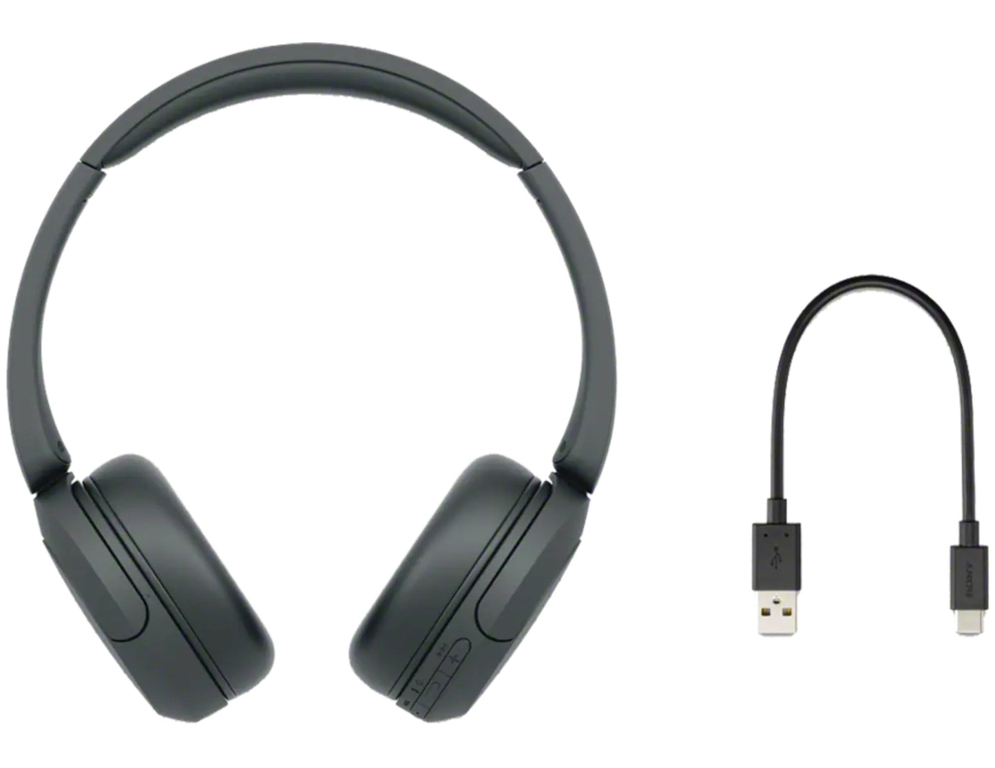 Black headphones with USB cable on a white background
