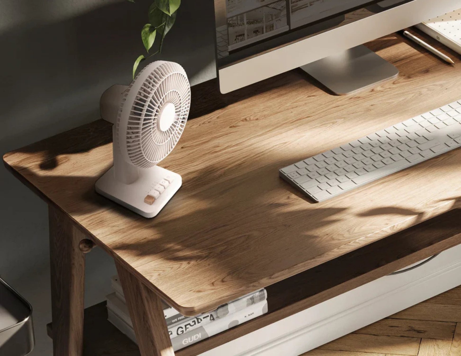Momax 1°Pod Mini Desktop Wireless Fan – Ultra Quiet, 4-Speed, USB-C, 90° Rotation, 12H Battery
