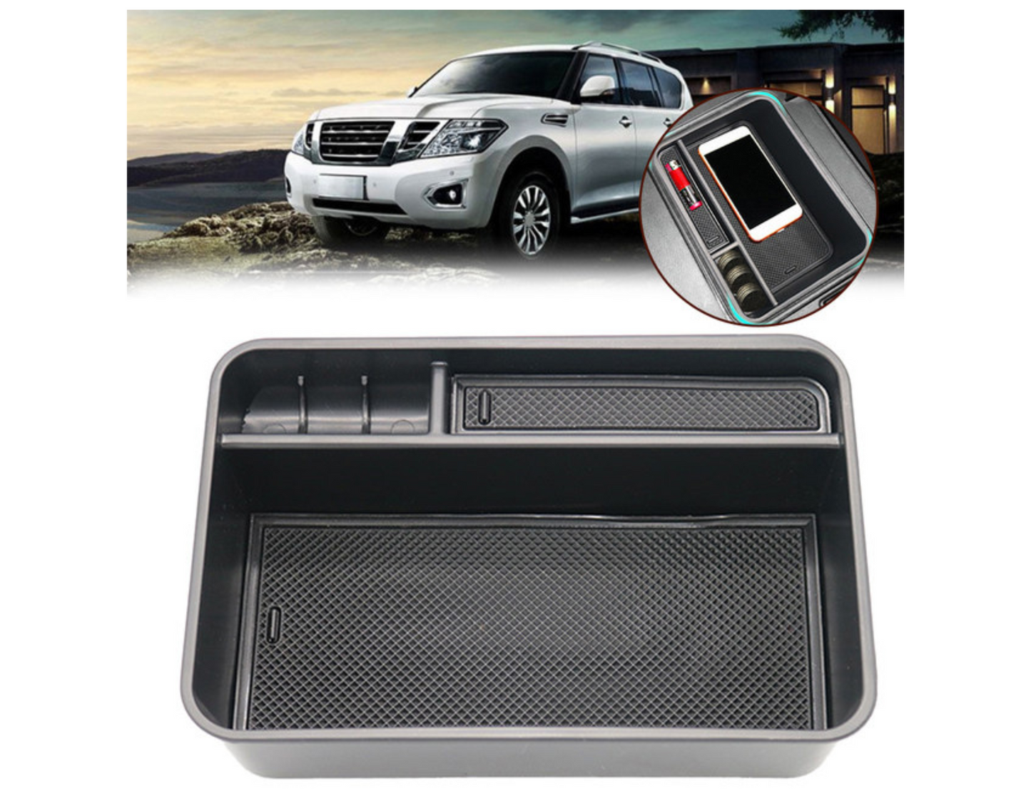 Car Center Console Armrest Storage Solutions for Land Cruiser , Lexus & Nissan (variant-specific)