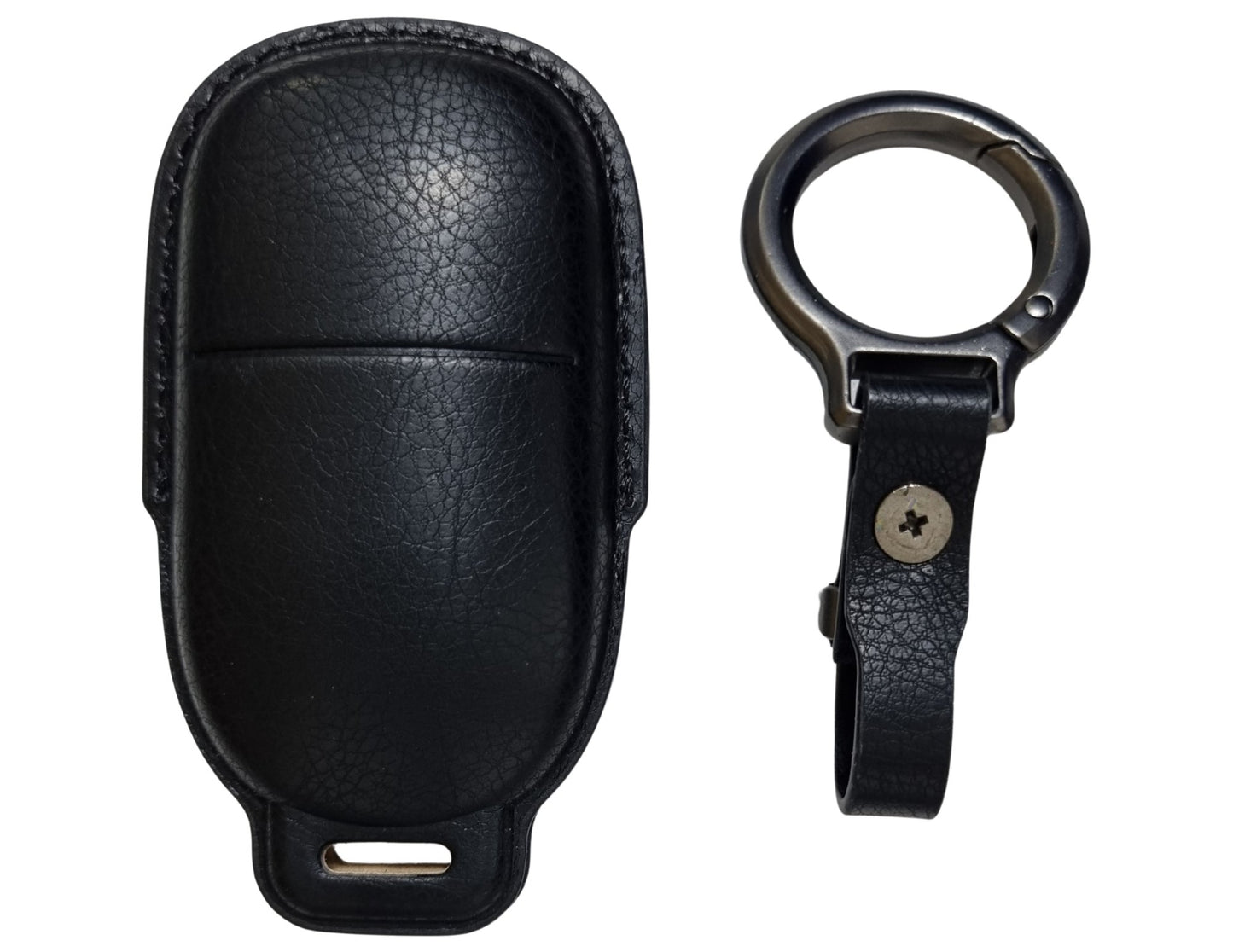 Black Car Key Cover for Rox 01 – Alcantara or Leather on a white background
