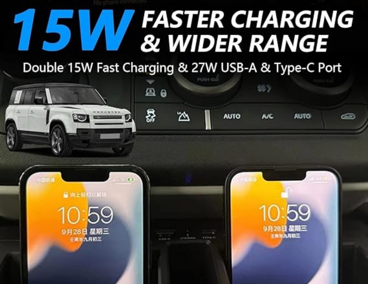 Dual Wireless Car Charger Dock for Land Rover Defender - THABTHABA STORE