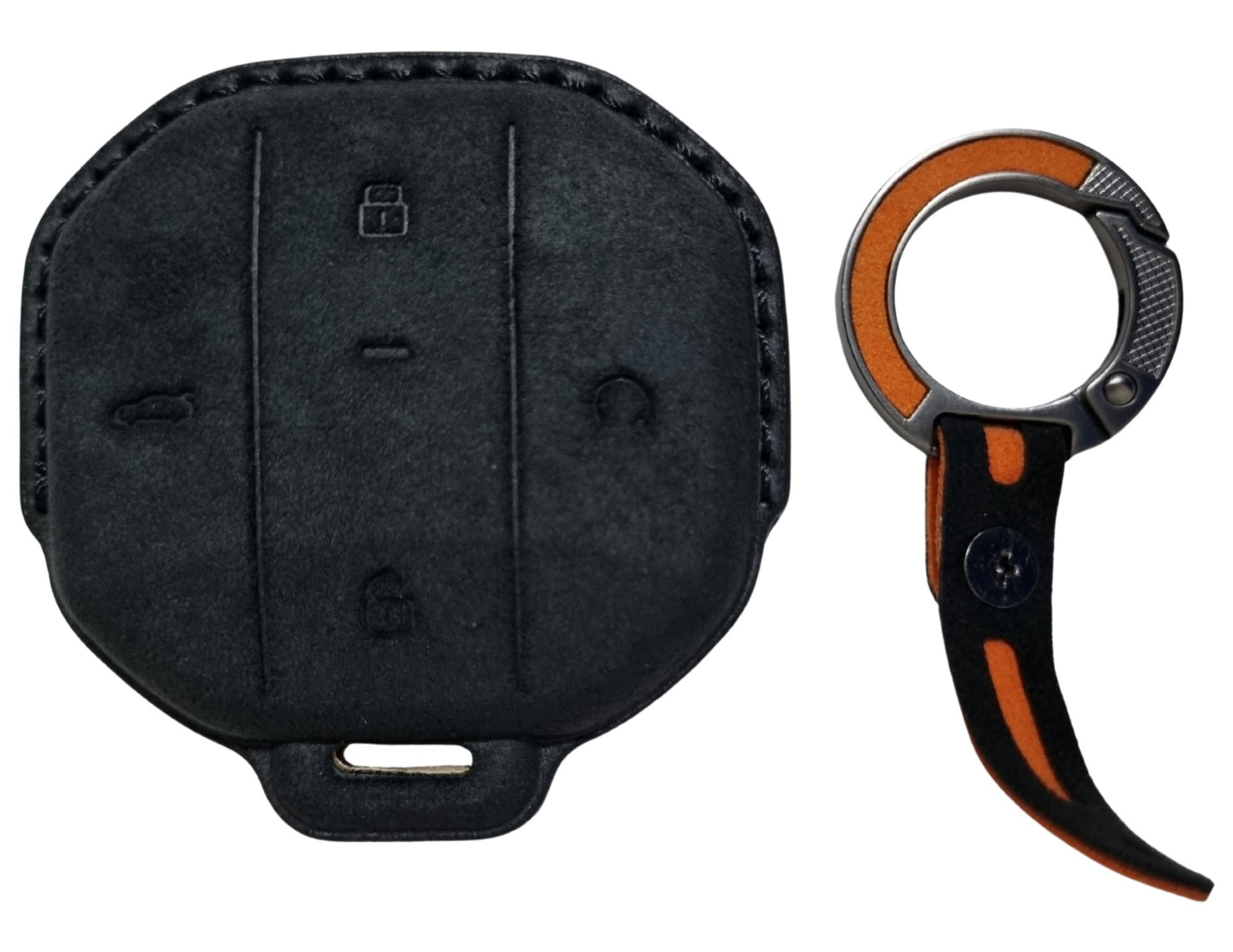 Jetour Hybrid Car Key Cover – Alcantara / Leather Finish on a white background