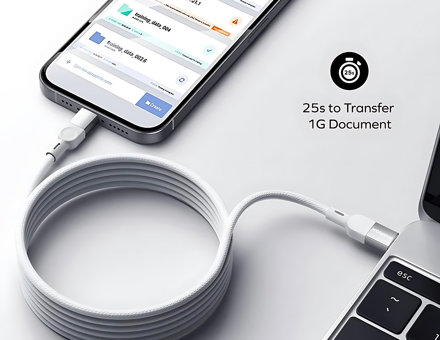 Momax Mag Link Magnetic USB-C to USB-C Cable 100W (Up to 2m) - THABTHABA STORE