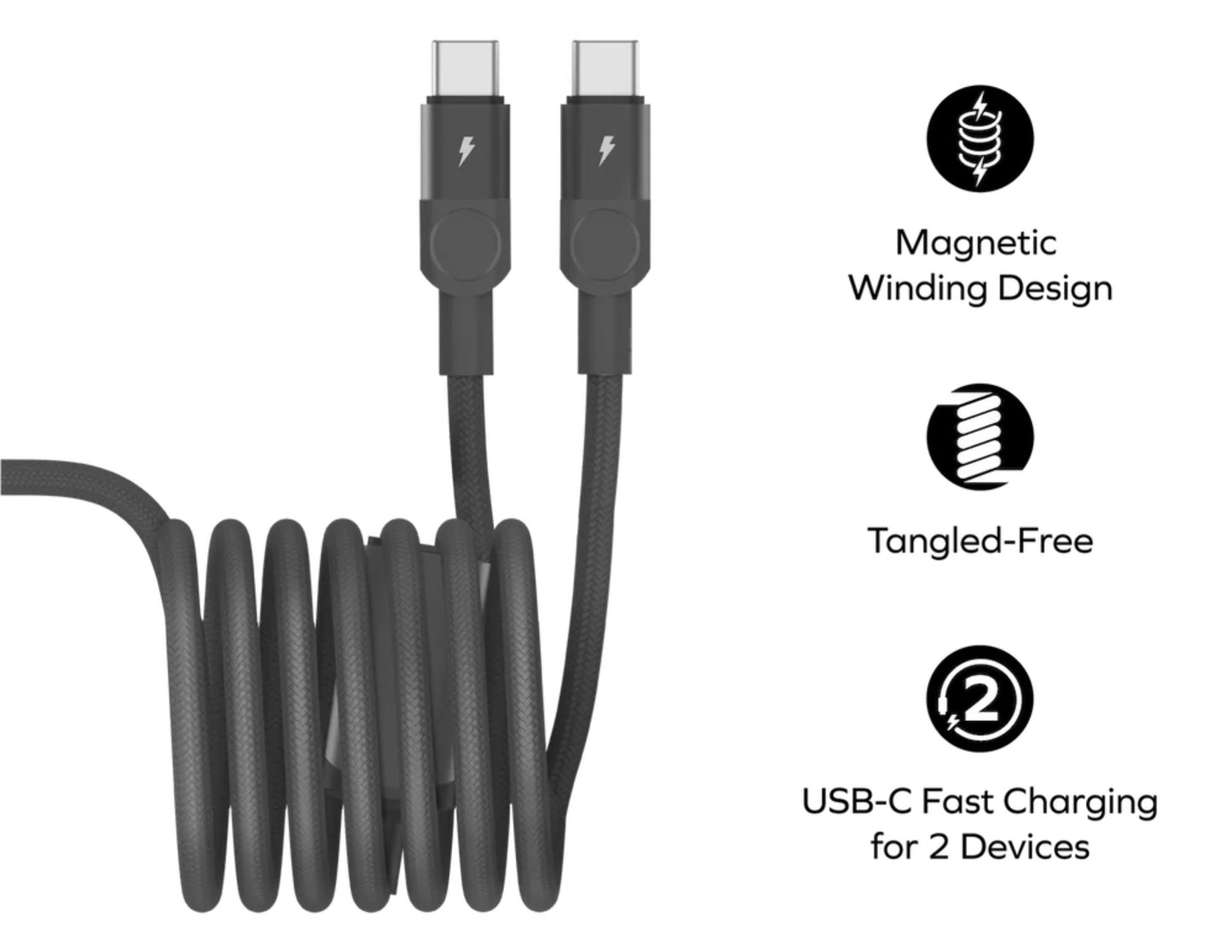 كابل مغناطيسي Momax Mag.Link 100W USB-C إلى USB-C مزدوج (DC56D/DC56L2)