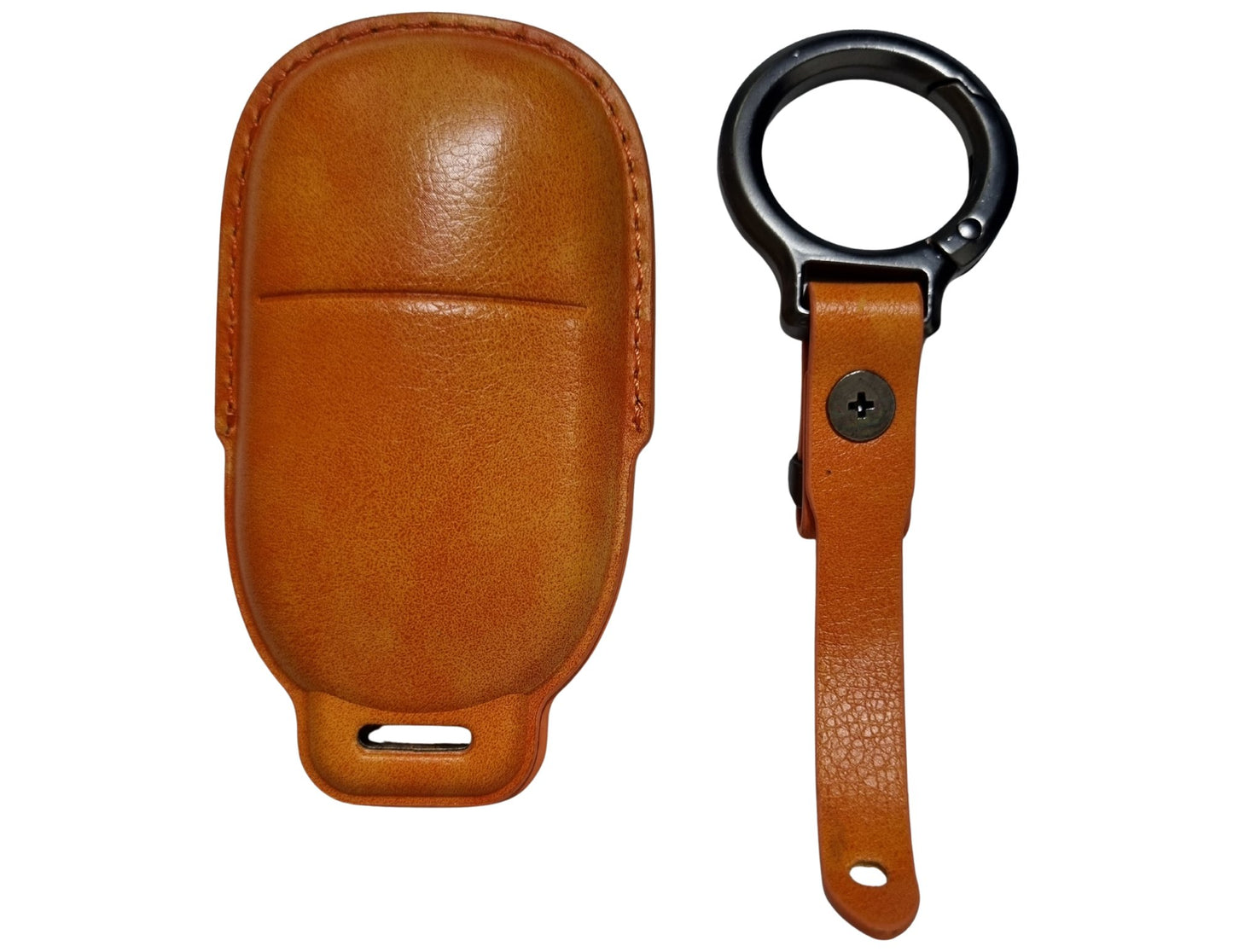 Brown Car Key Cover for Rox 01 – Alcantara or Leather on a white background