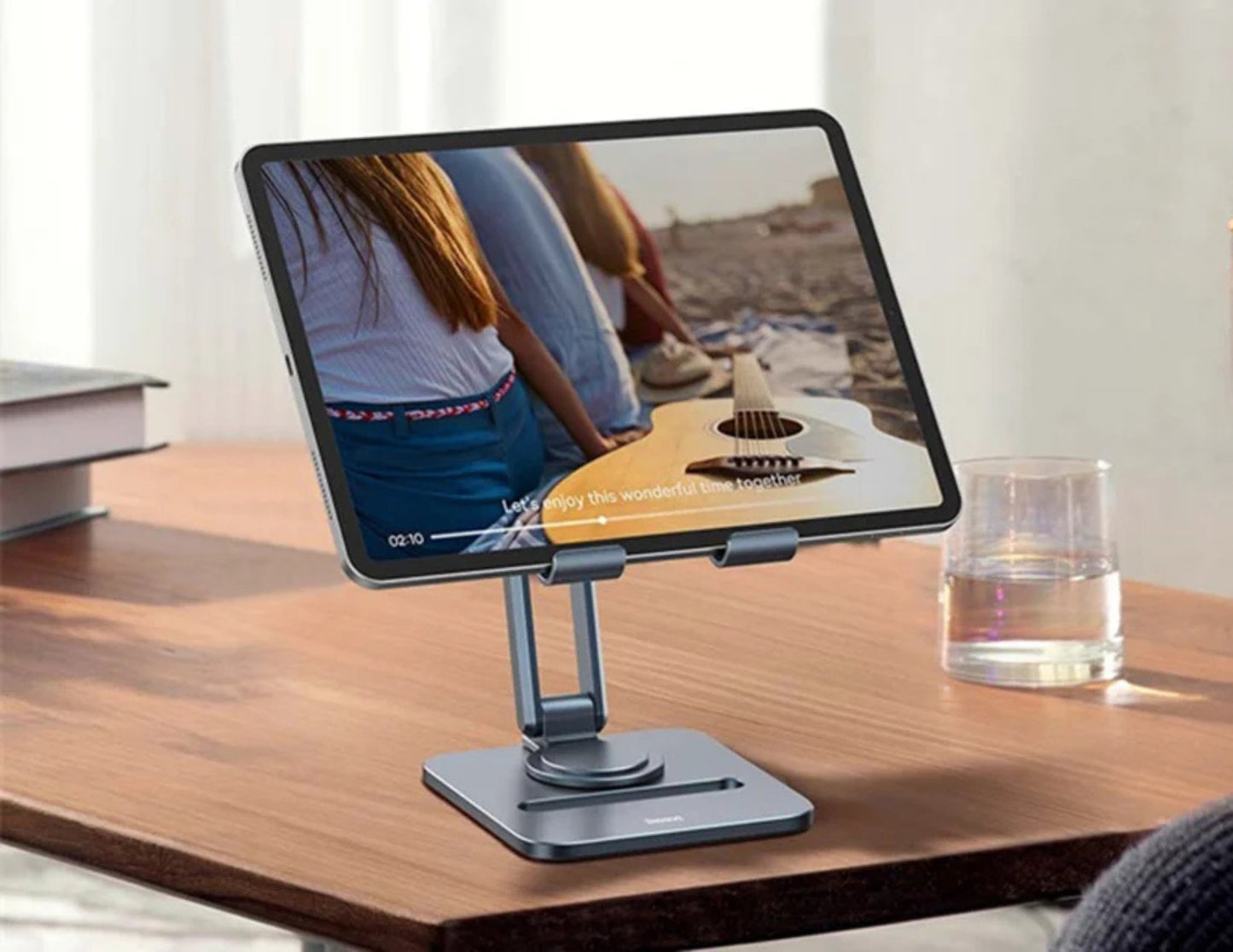 حامل تابلت معدني ثنائي المحور قابل للطي من Baseus Desktop (حامل دوار) B10431801811-00 - رمادي