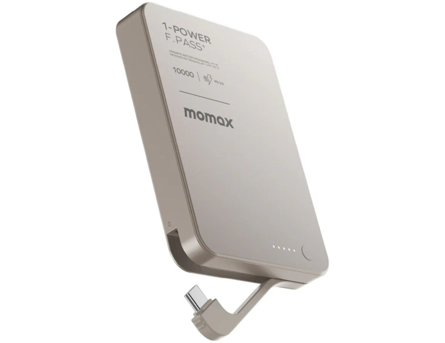 Momax F.Pass+ Magnetic Power Bank 10000mAh with USB-C Cable, 30W Fast Charging, Ultra-Compact