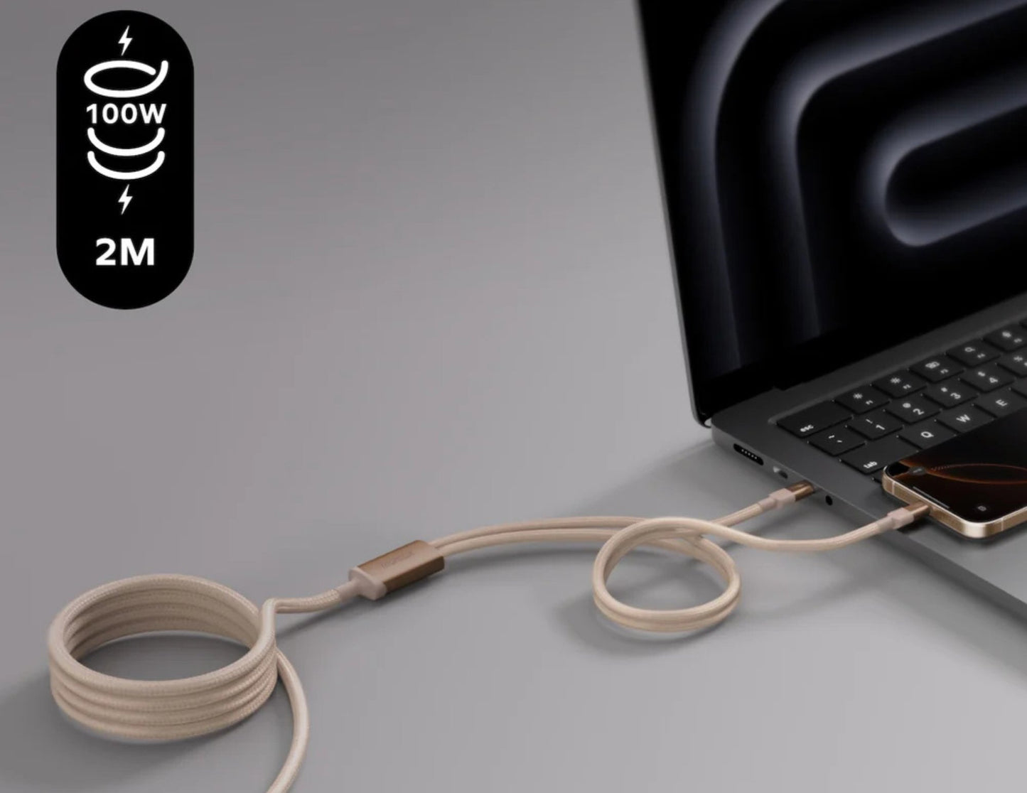 كابل مغناطيسي Momax Mag.Link 100W USB-C إلى USB-C مزدوج (DC56D/DC56L2)
