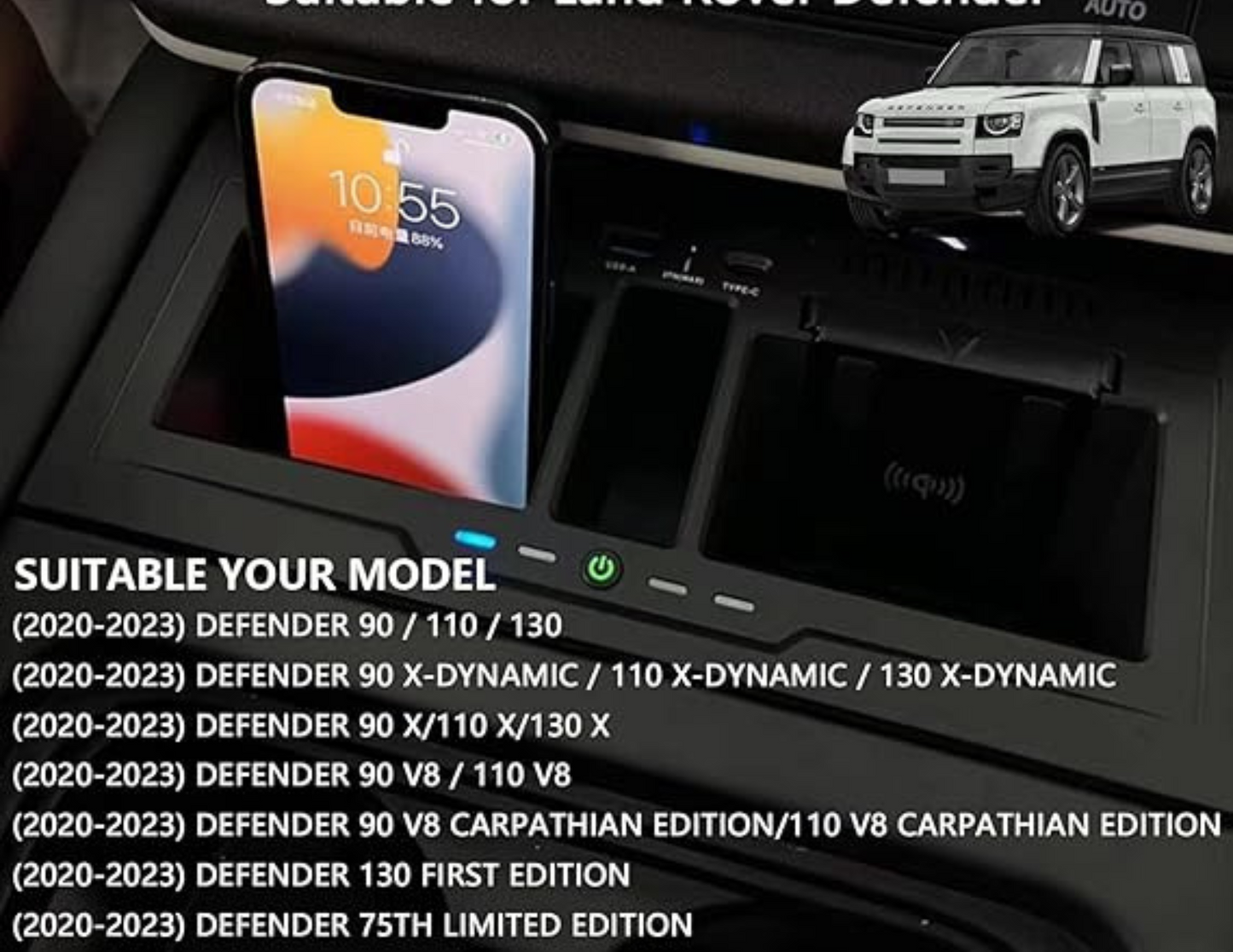 Dual Wireless Car Charger Dock for Land Rover Defender - THABTHABA STORE
