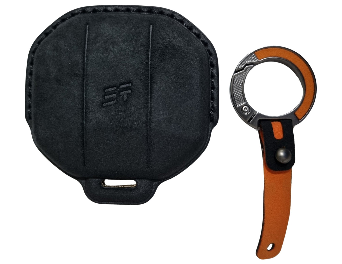 Black Jetour Hybrid Car Key Cover – Alcantara / Leather Finish on a white background