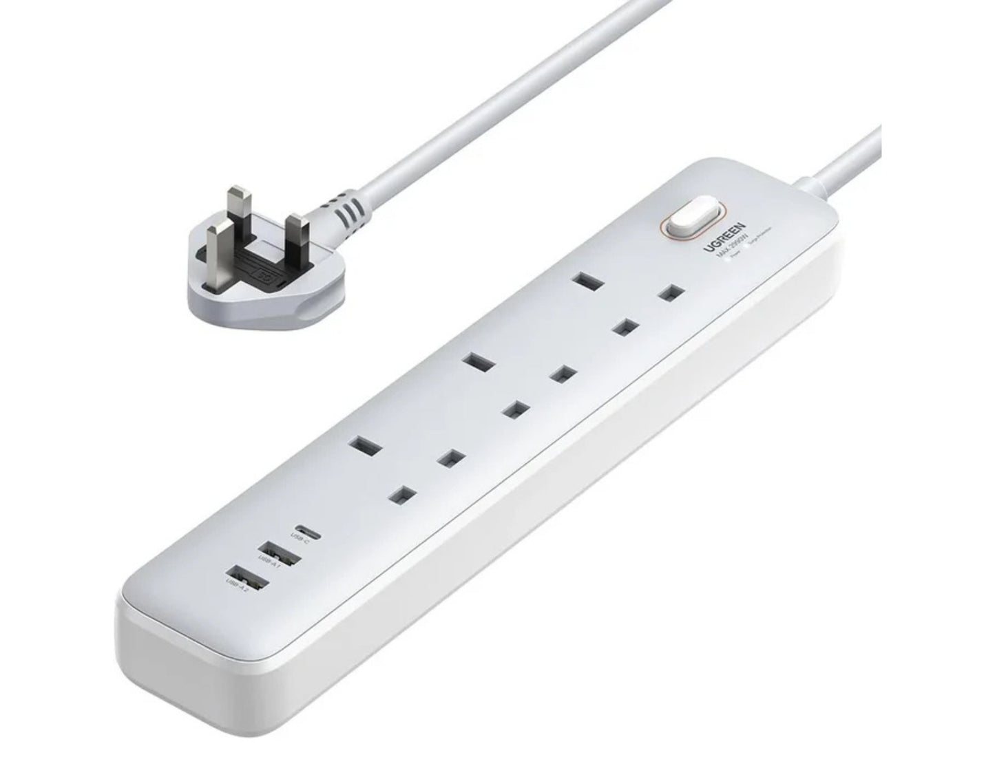 UGREEN 30W 3 AC Power Strip with Master Switch (2A1C) – CD286 on a white background