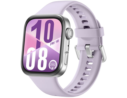 Smartwatch with a purple strap on a white background