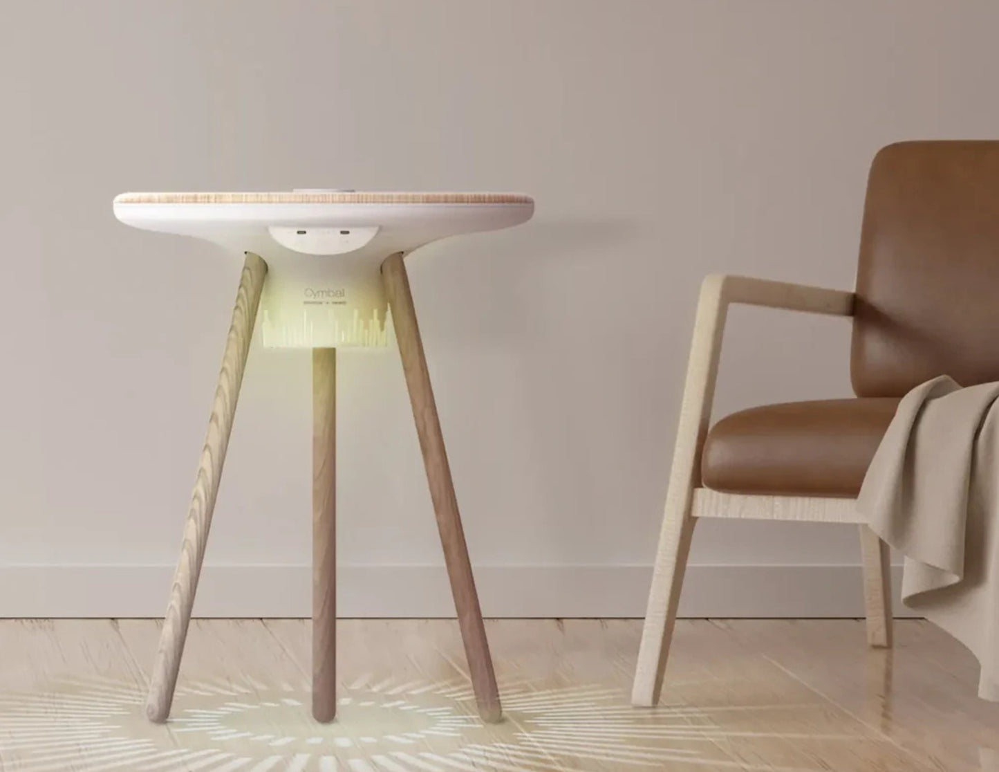 Momax Cymbal QC7W Smart Foldable Table – Wireless Charging, Speakers, LED Lights