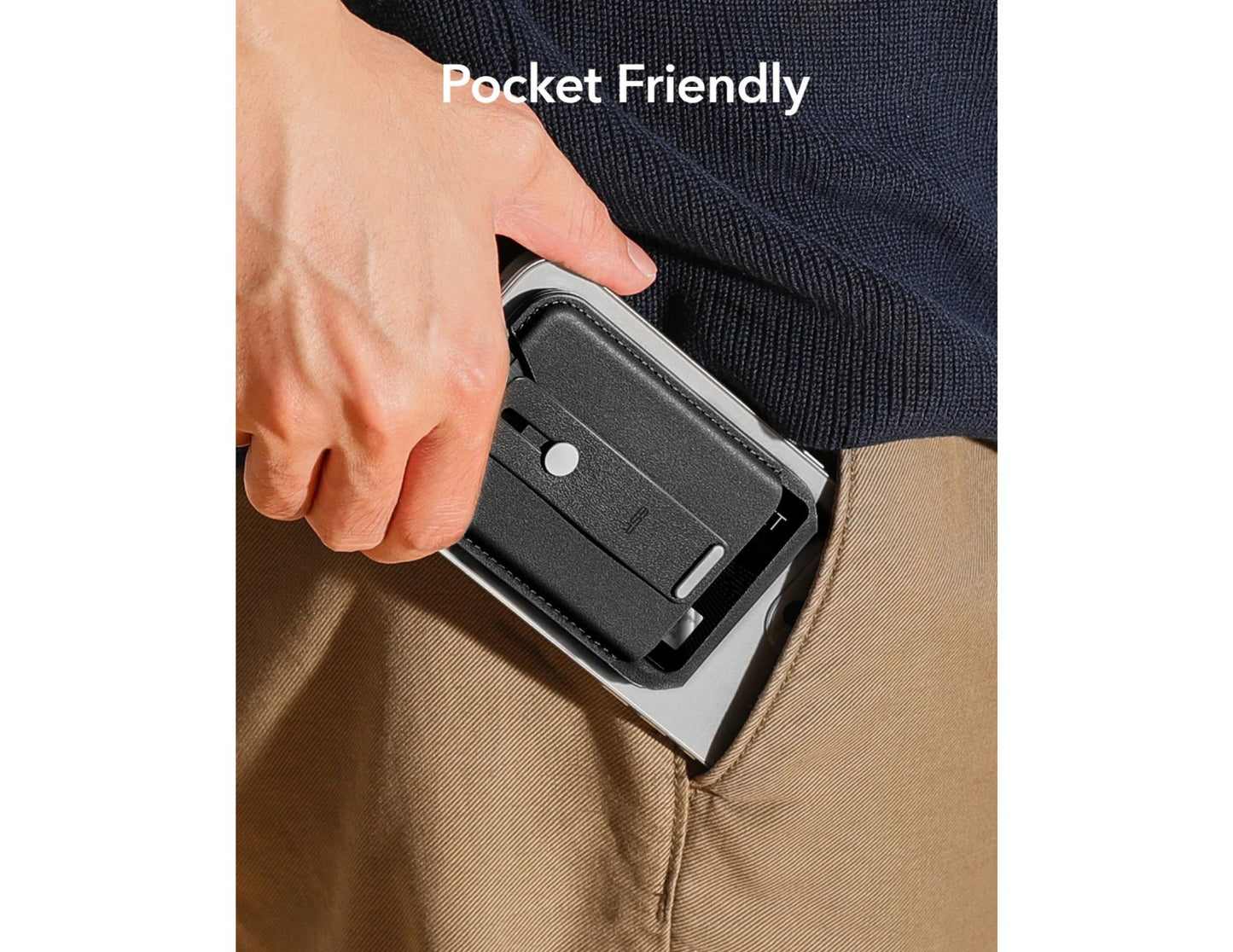 ESR Grip Wallet Stand (HaloLock) – MagSafe-Compatible Card Holder with Adjustable Stand – Black & Brown