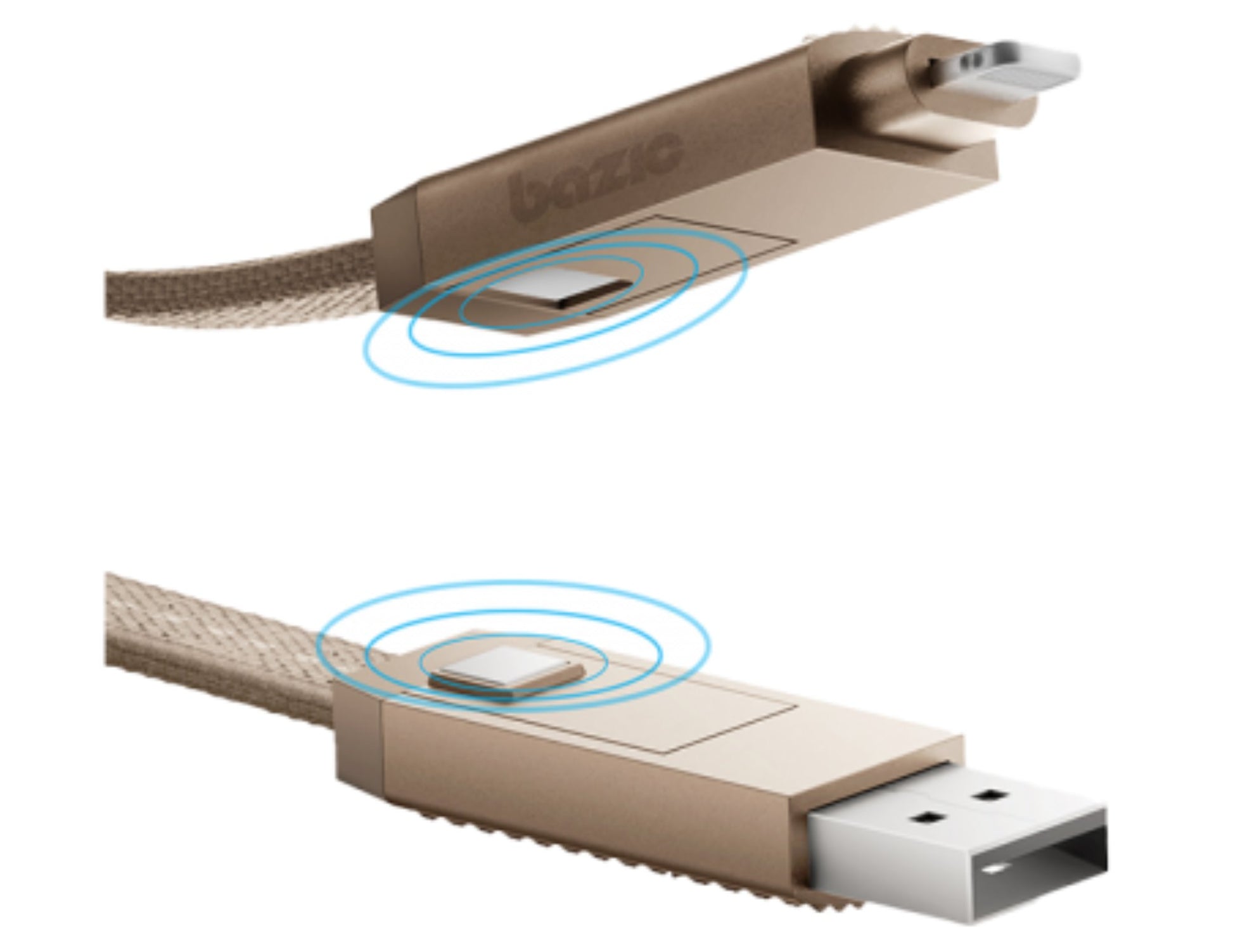 Bazic AluCable 100CM 4-in-1 60W Interchangeable Aluminium Fast Charging & Data Cable – CBL-GC4N1 on a white background