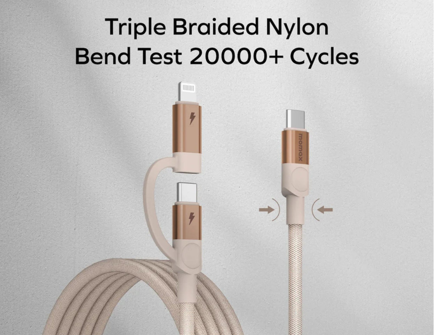 كابل موماكس ماج لينك دوو المغناطيسي 2 في 1 (من USB-C إلى USB-C وLightning) - شحن سريع 60 وات بطول 2 متر