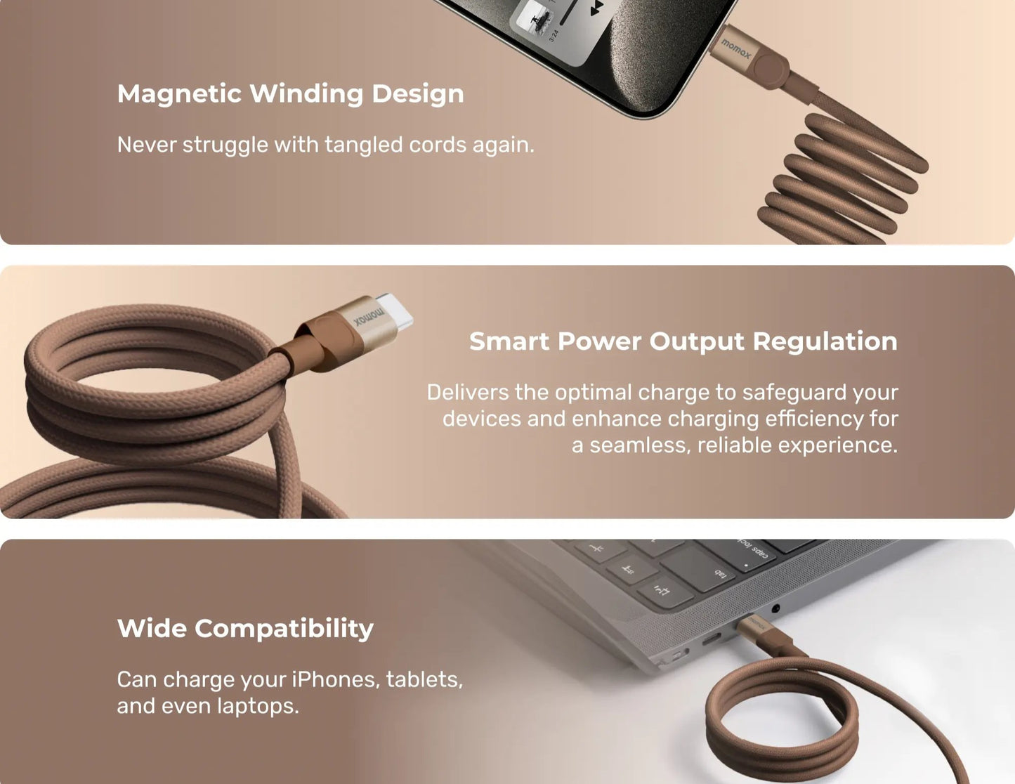 Momax Sandstone Charger Assemble – Magnetic Power Bank + USB-C Cable + GaN Adapter Combo