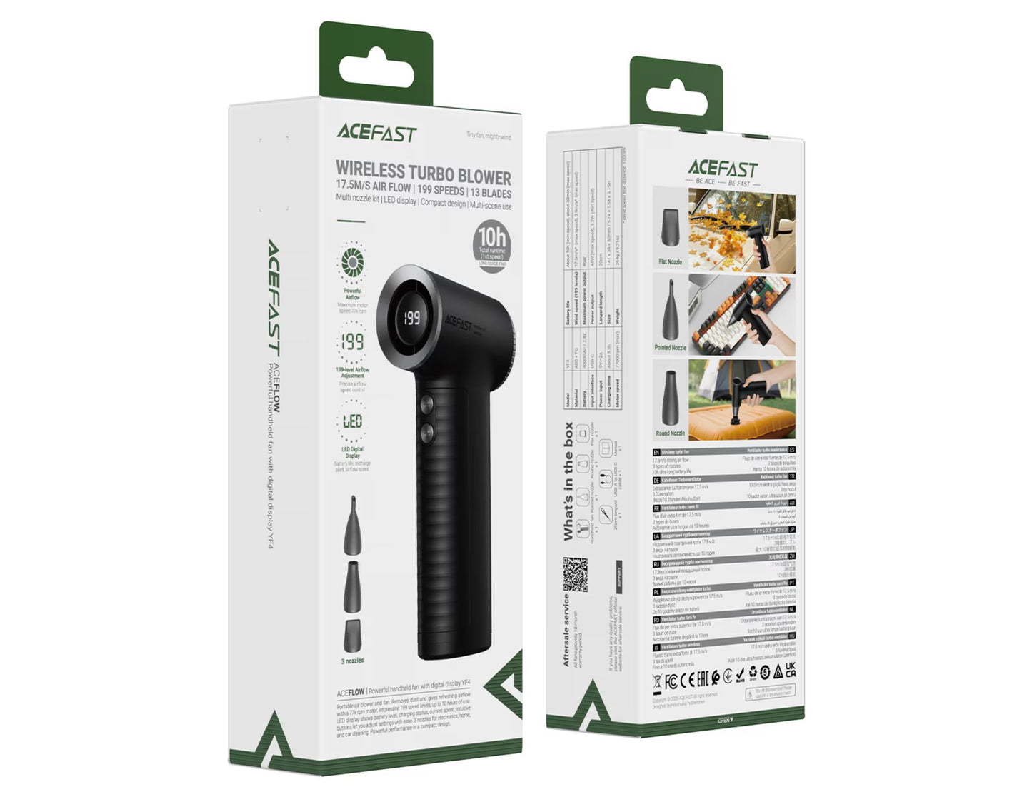 ACEFAST AceFlow YF4 turbo handheld fan with digital display 199 airflow levels and 17.5m/s airflow Qatar