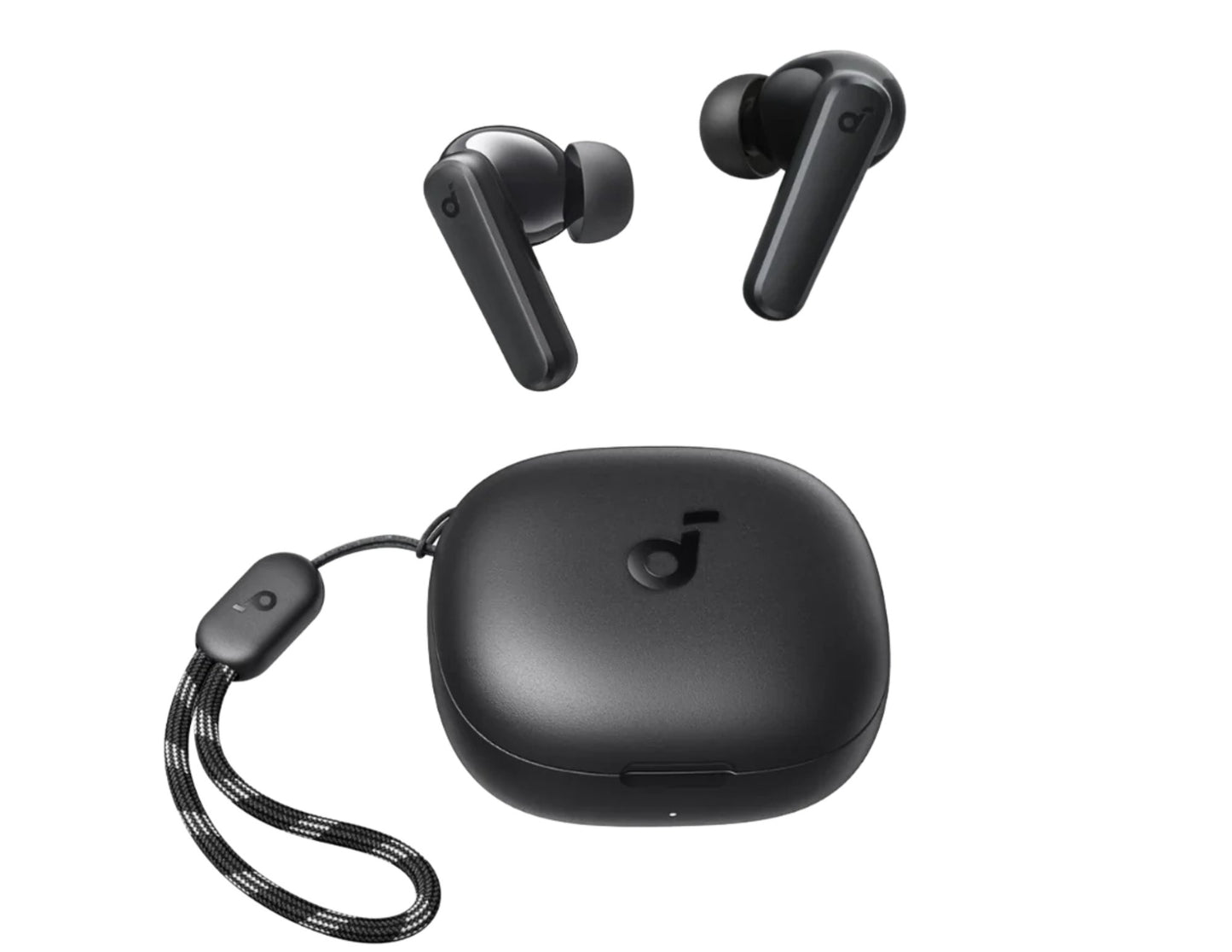 Anker Soundcore R50i A3949H12 black earbuds with charging case.