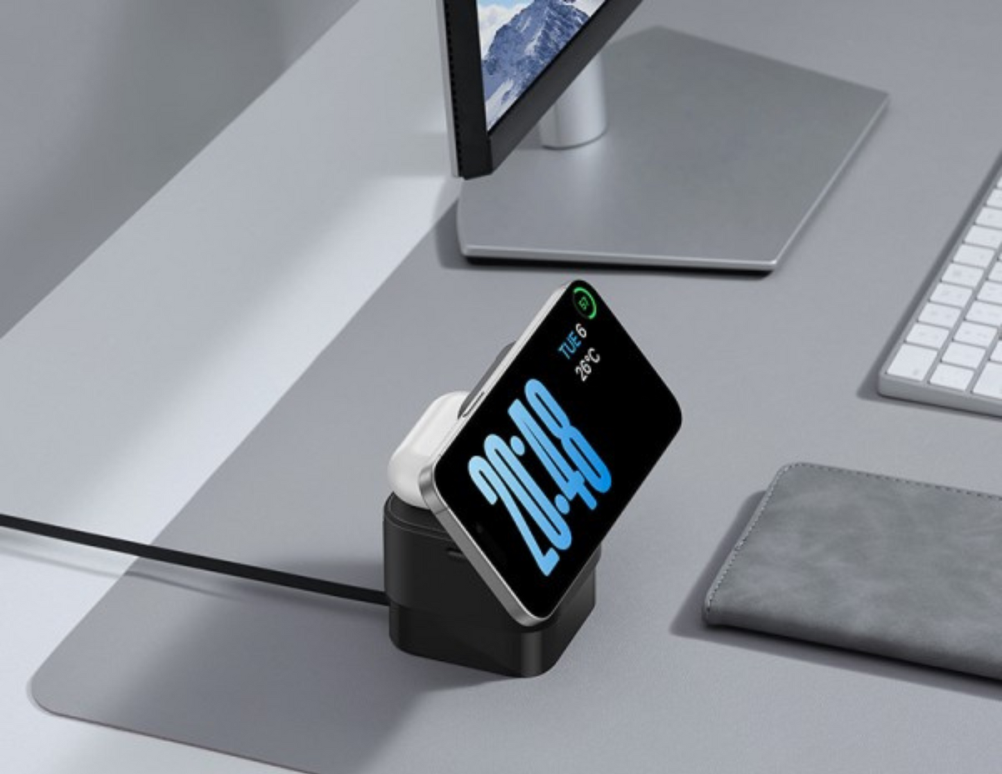 Retractable USB-C power cable being extended on the Baseus MagPro Charger.