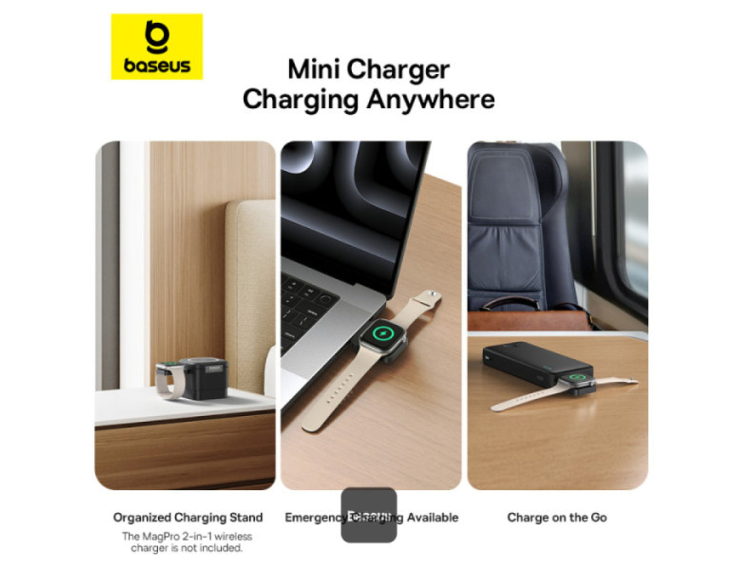 Baseus MagPro magnetic wireless charger for Apple Watch P10264106123-00, USB-C input, charger only, at Thabthaba Store Qatar