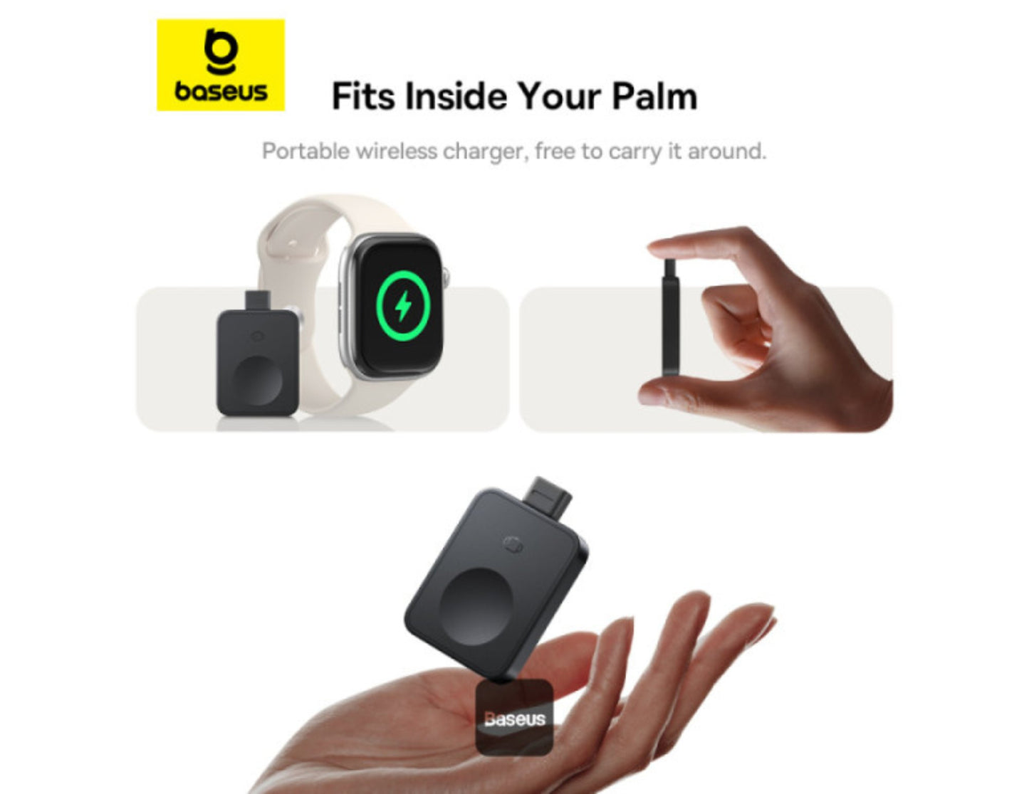 Baseus MagPro magnetic wireless charger for Apple Watch P10264106123-00, USB-C input, charger only, at Thabthaba Store Qatar