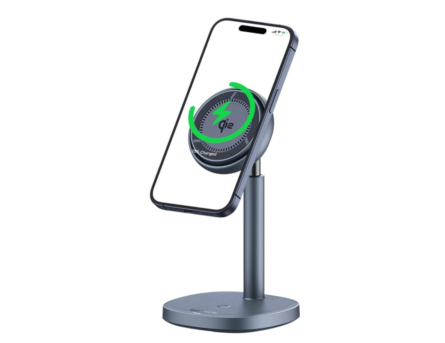 Baseus Orbit 2 Pro P10273500813-00 Qi2 wireless charging stand, air-cooled, dual device design, Space Grey at Thabthaba Store Qatar