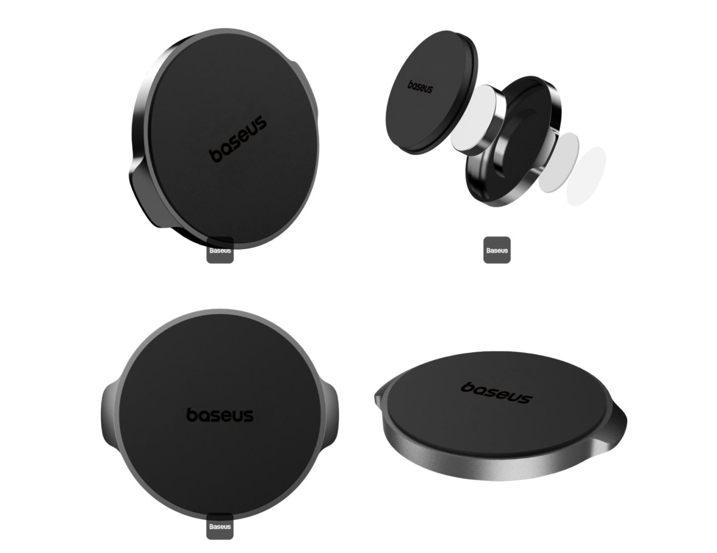 Baseus Small Ears flat magnetic car phone holder C40141403113-01 black, ultra-slim with dual magnets for universal smartphones at Thabthaba Store Qatar