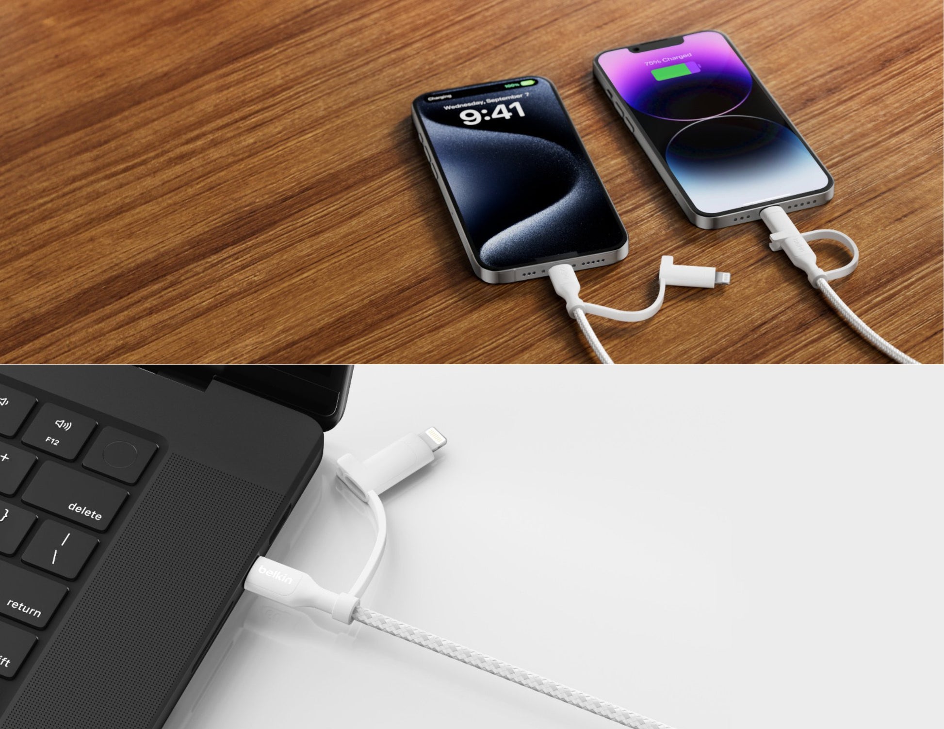 Belkin BoostCharge Pro 2-in-1 60W cable CAC003hq1.5M USB-C & Lightning, available at Thabthaba Store Qatar