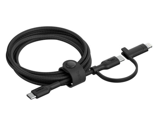 Black Belkin BoostCharge Pro 2-in-1 60W cable CAC003hq1.5M USB-C & Lightning, available at Thabthaba Store Qatar