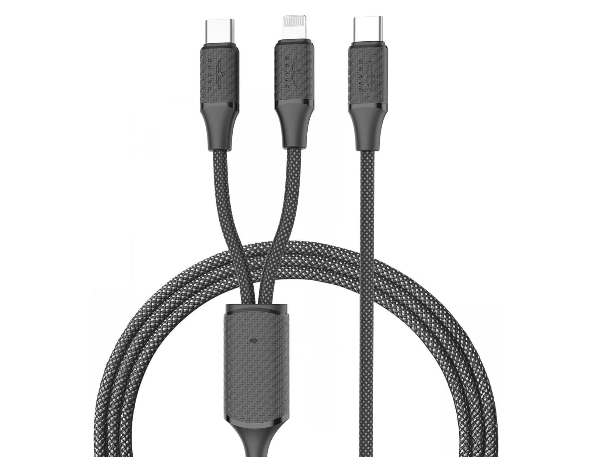 Brave 2-in-1 Type-C to Lightning 60W braided fast charging cable BDC-45 black 1.2m for iPhone, iPad, MacBook, Android Qatar