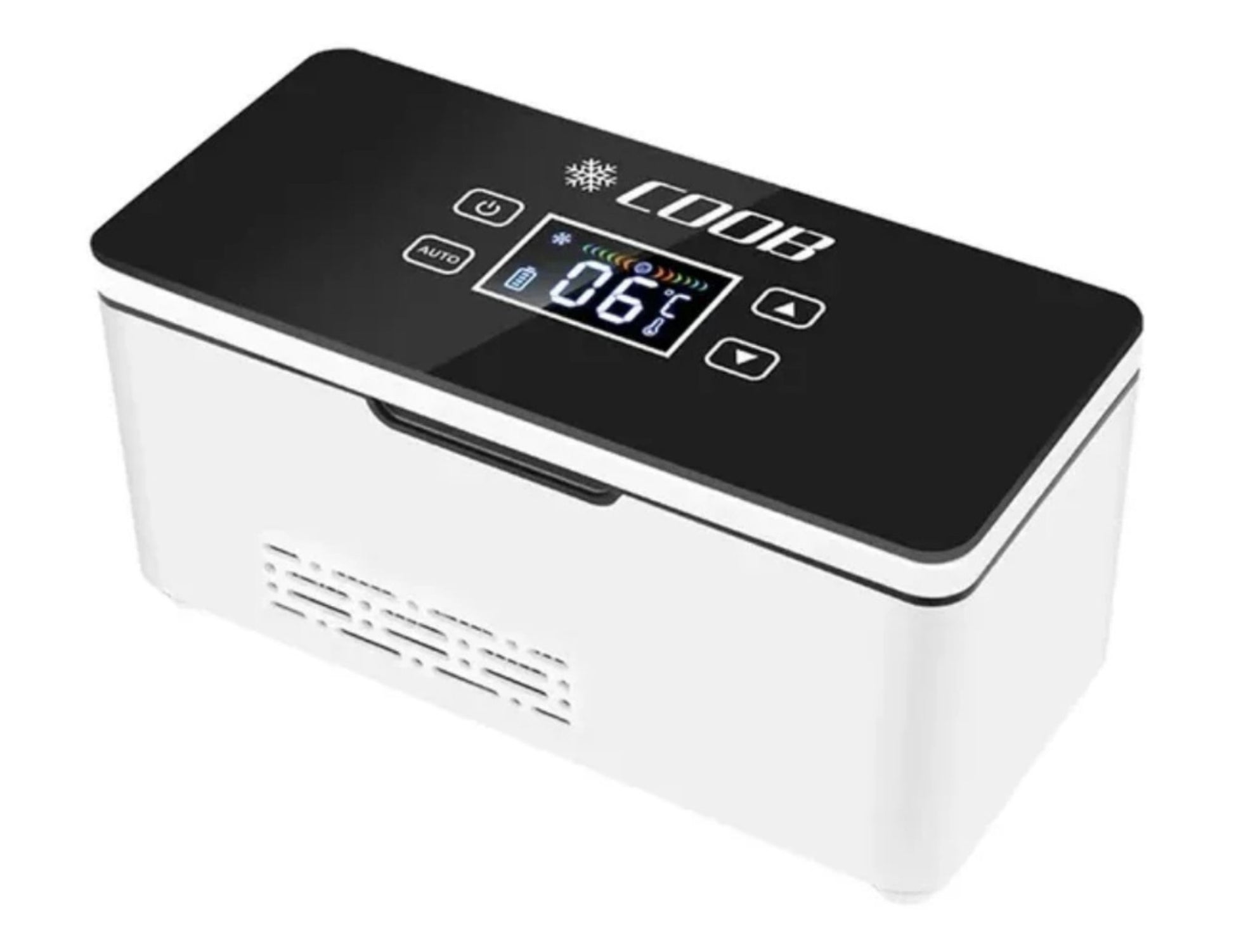 COOB rechargeable portable insulin and medicine cooler KB‑700, mini travel fridge for insulin pens, 0–18°C adjustable, LED display, 10600mAh battery, at Thabthaba Store Qatar