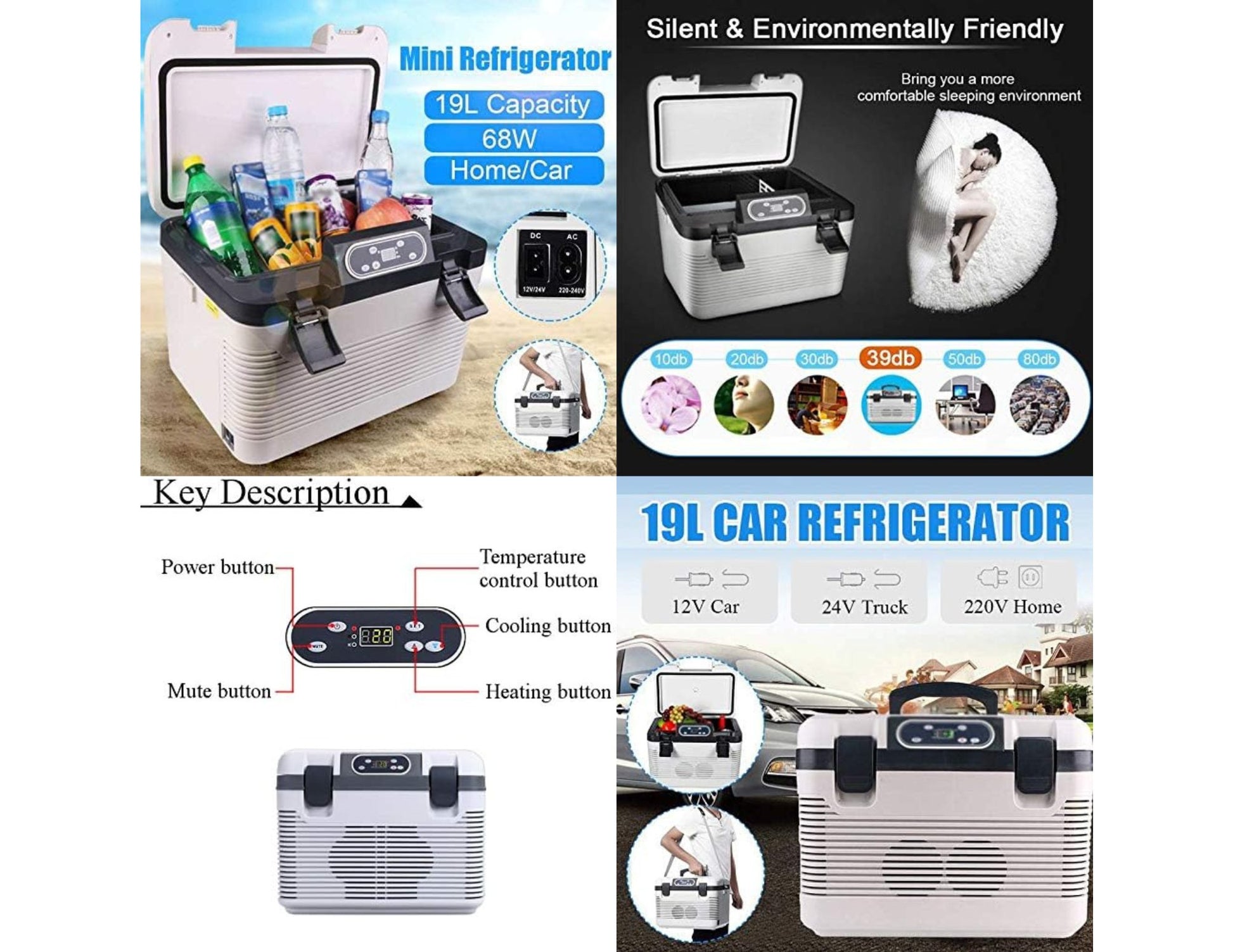 Cooler & Warmer 19L Electric Portable Fridge AC/DC Iceless Travel Qatar
