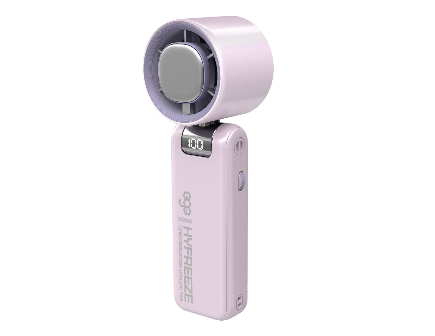 Ego HyFreeze Semiconductor Cooling Fan HF1 with 18 hours battery, LED display, and 180-degree adjustable angle, available at Thabthaba Store Qatar