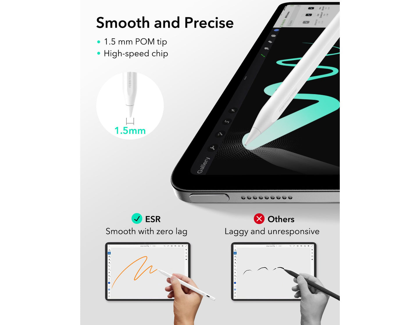 ESR Geo Digital Pencil White with Find My for iPad at Thabthaba Store Qatar.