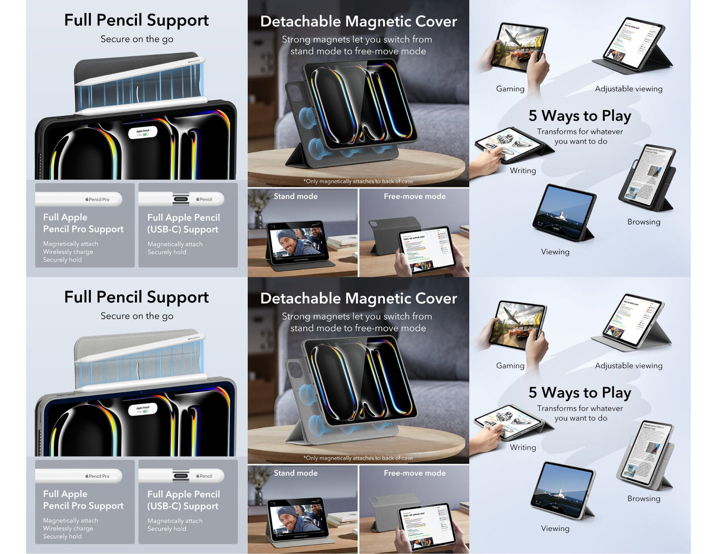 ESR Rebound Hybrid Case 360 detachable magnetic for iPad Pro 13 2024/2025 at Thabthaba Store Qatar.