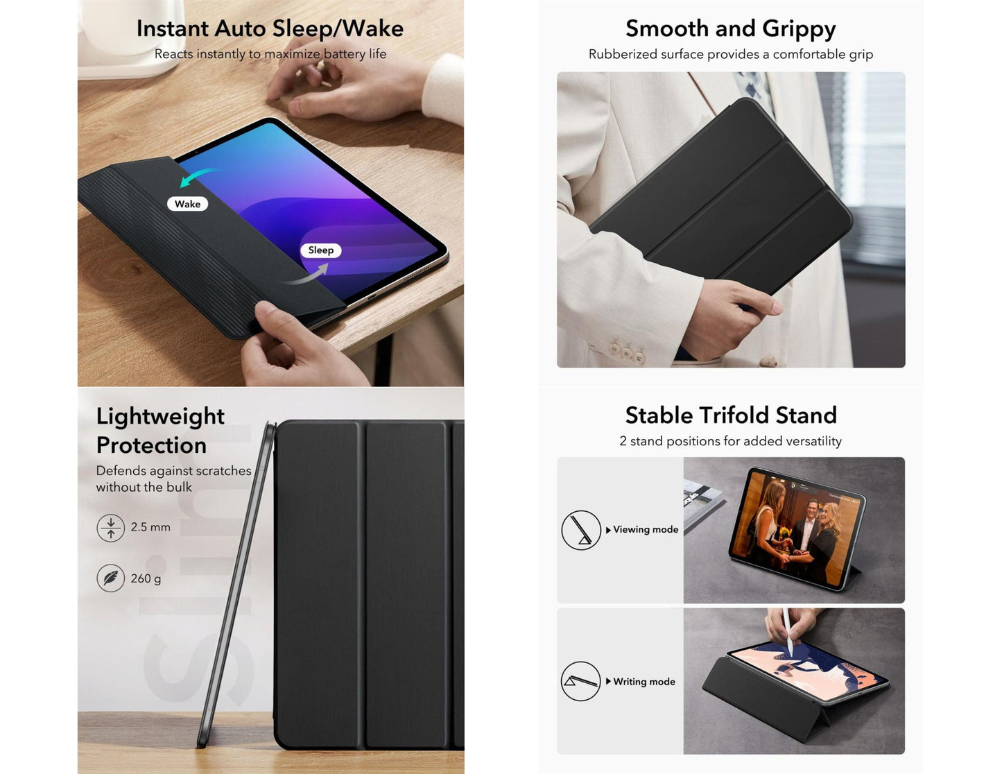 ESR Rebound Magnetic Case for iPad 10/11 A16 with trifold stand at Thabthaba Store Qatar.