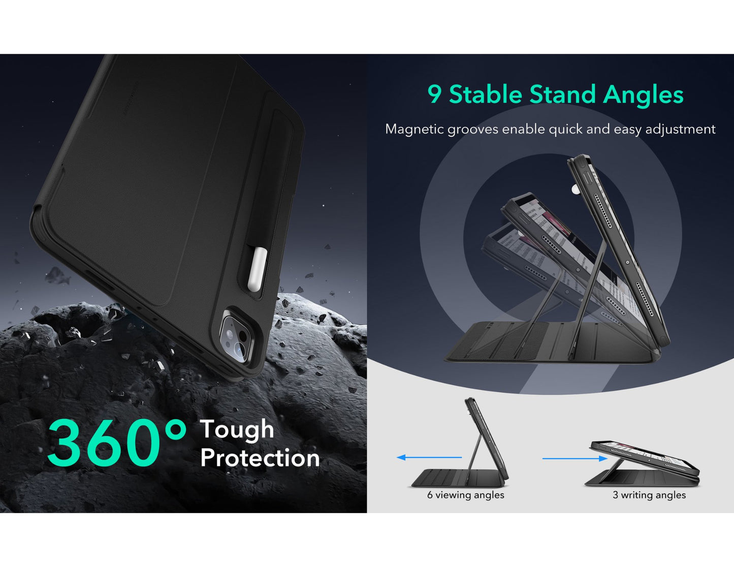 ESR Shift Magnetic Case with 9 angles for iPad Pro 11 at Thabthaba Store Qatar.