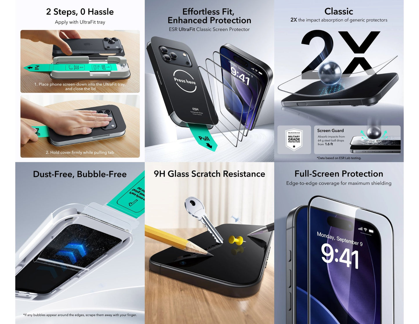 ESR UltraFit Classic tempered glass screen protector iPhone 17 Pro Max HD clarity Qatar